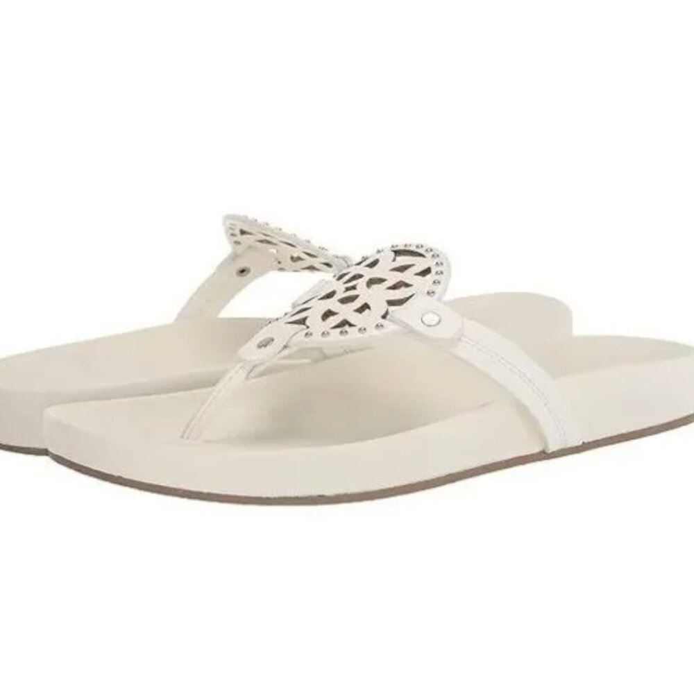 Dolce Vita Pilar Flip Flop Women's US 7 White Laser Cut Thong Sandal -NEW